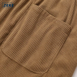 ZEKE B0025 กางเกงขาสั้นผ้าลูกฟูกสำหรับผู้ชาย สีพื้น มีกระเป๋าแบบมีเชือกผูก เหมาะสำหรับเล่นกีฬาและใส่ลำลอง
