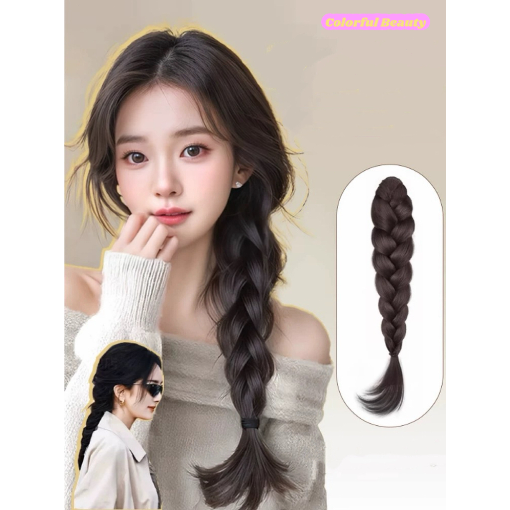 🔥จัดส่งจากประเทศไทย🔥35 ซม. วิกผมเปียหางม้าแบบธรรมชาติ ทรงเปียหางม้าสูง แบบติดกิ๊บ