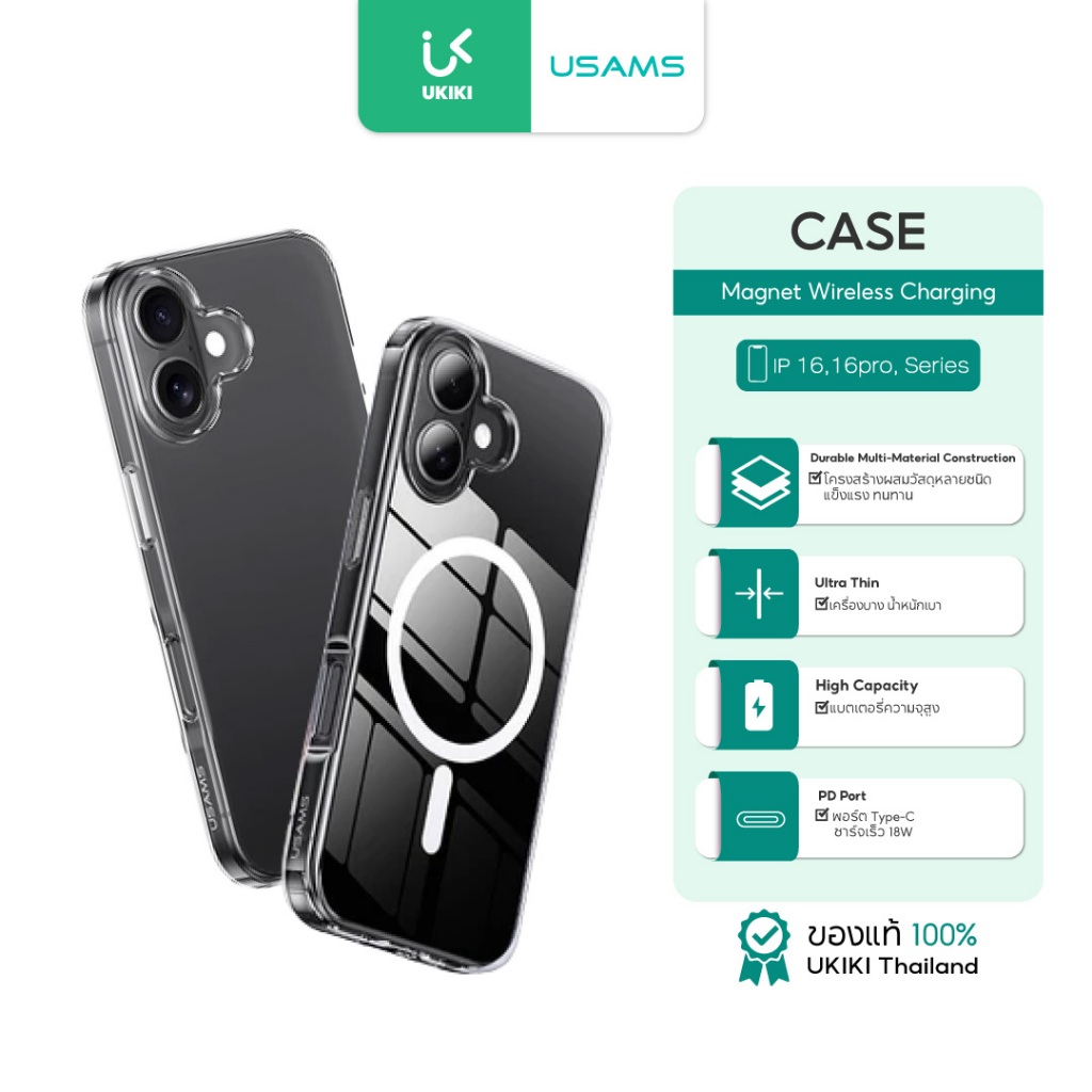 USAMS เคสใสโฟน เคสใส iP จะไม่เปลี่ยนเป็นสีเหลือง For All Case iP16 iP16 Pro iP16 Plus