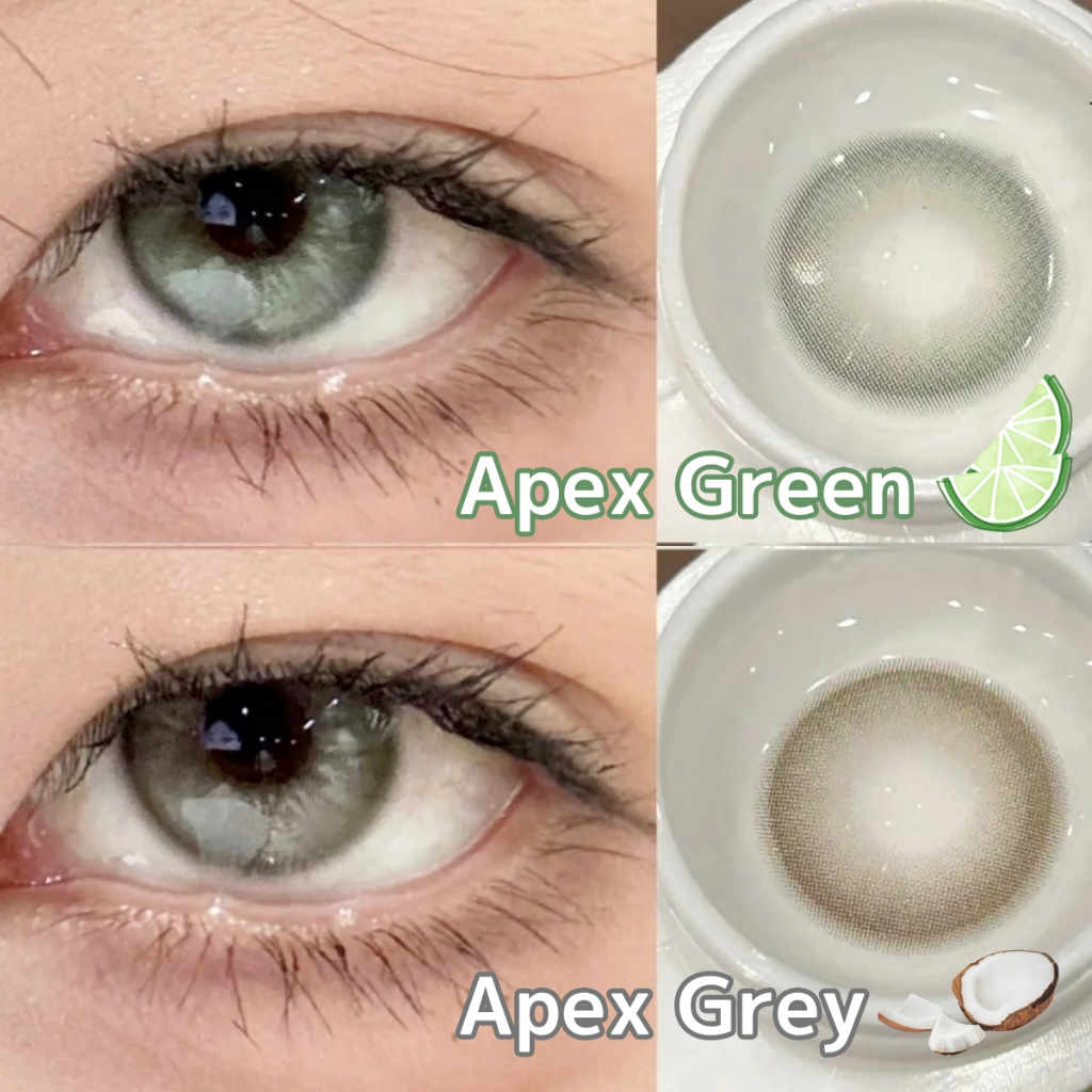 Midroo คอนแทคเลนส์ เลนส์ค่าสายตาสั้น Apex Green/Grey-14.2mm รายเดือน ฟิวลูกครึ่ง