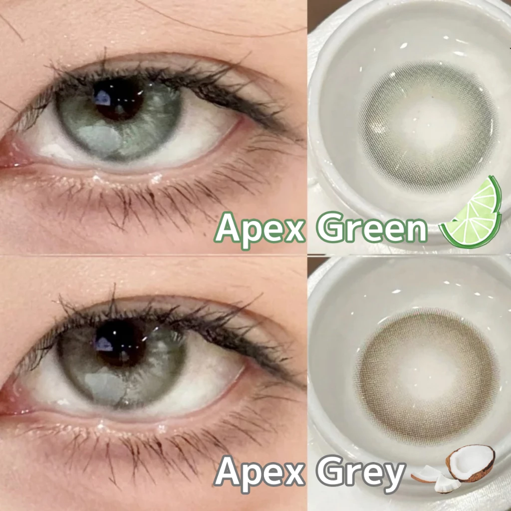 Midroo คอนแทคเลนส์ เลนส์ค่าสายตาสั้น Apex Green/Grey-14.2mm รายเดือน ฟิวลูกครึ่ง