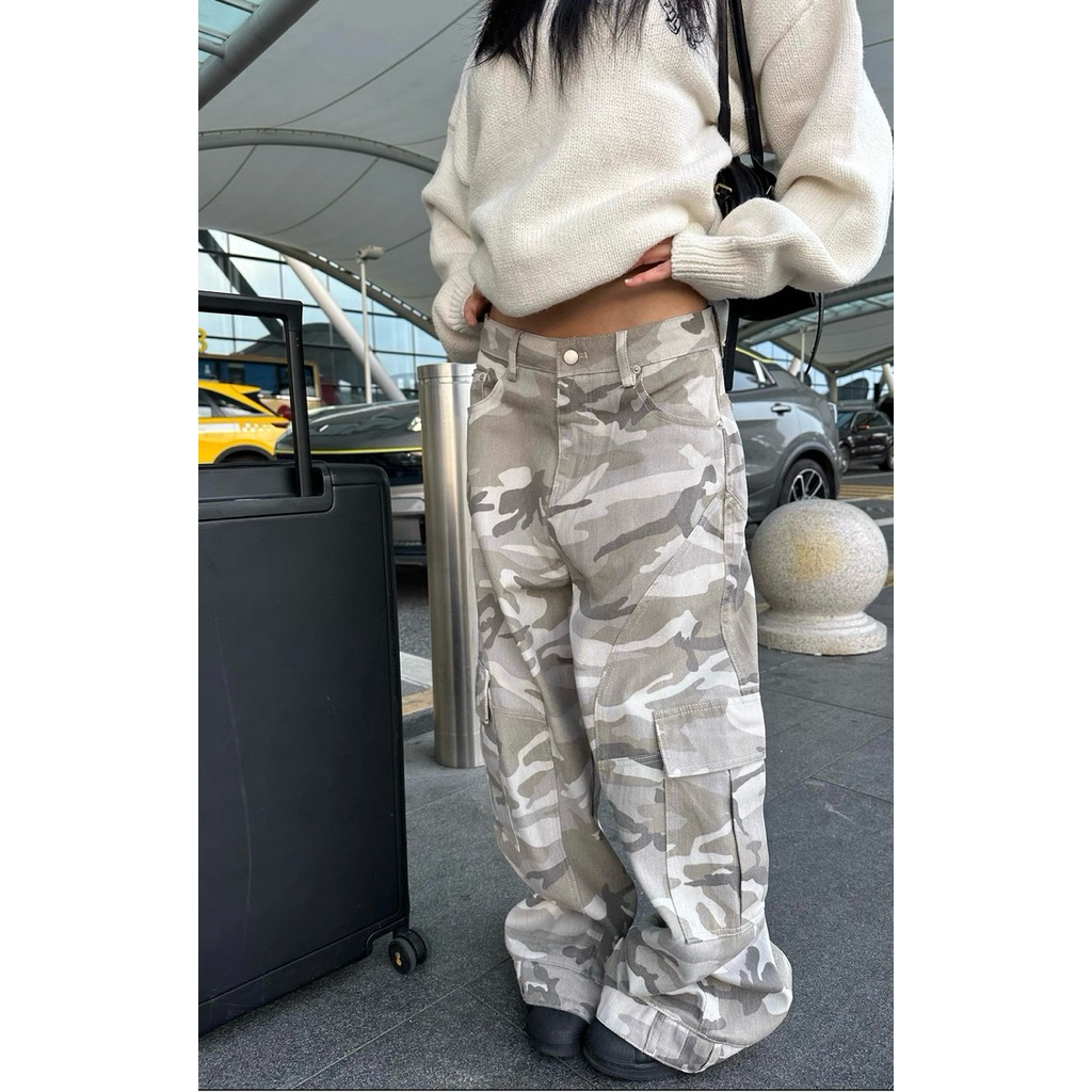 [Pre-Order] CGGA | Cgga American Retro Camouflage Cargo Pants Unisex, Multi-Pocket Loose Wide-Leg St