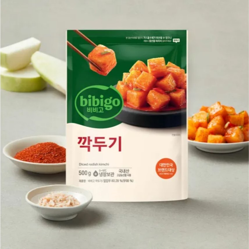 พร้อมส่ง 깍두기 กิมจิหัวไชเท้า CJ Bibigo sliced radish kimchi 500g
