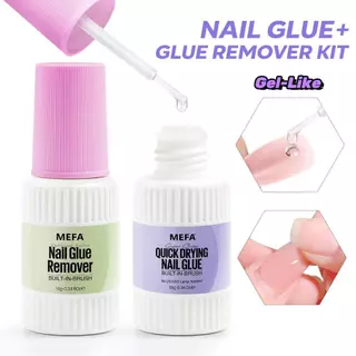 MEFA กาวติดเล็บและน้ายาถอดเล็บเจล 2 ชิ้น 10ml ไม่จำเป็นต้องใช้โคมไฟยูวี ใช้งานง่าย เล็บกาว Remover