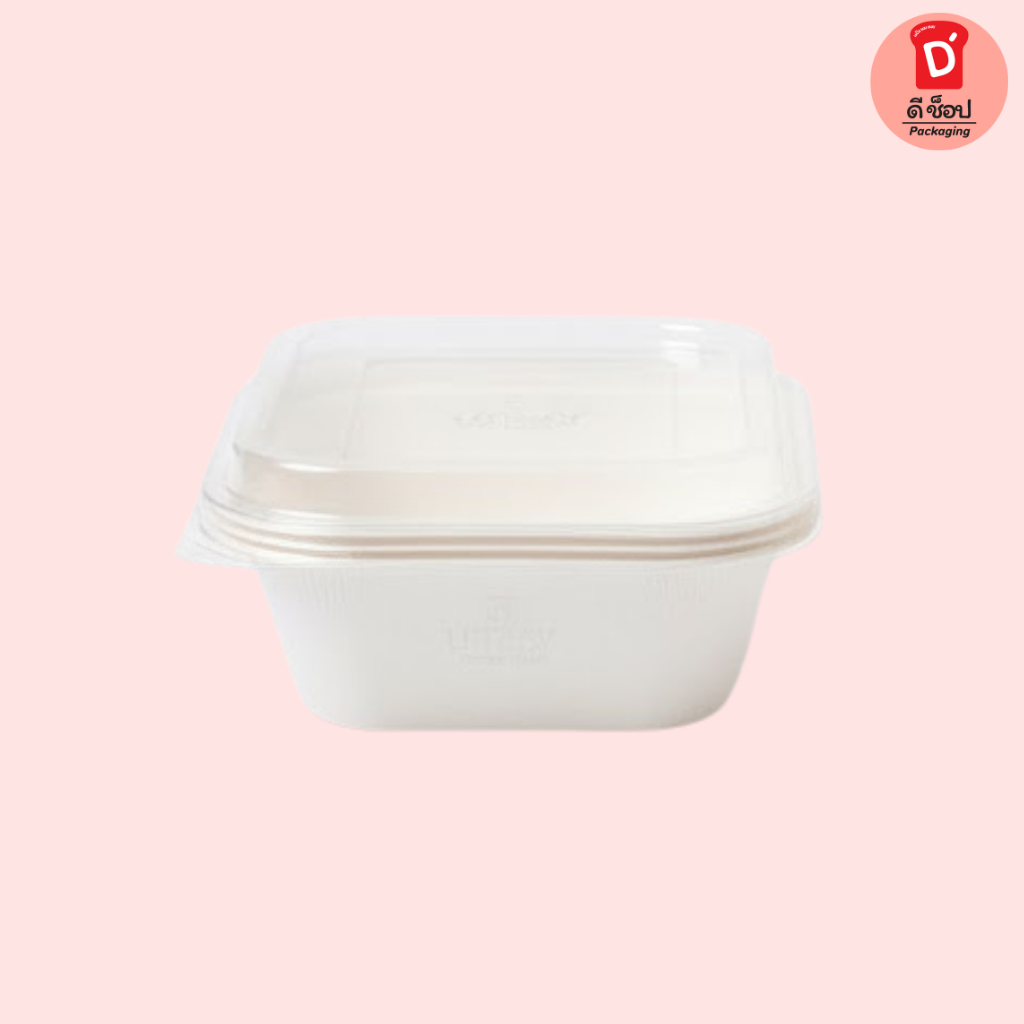 UTRAY (20 ใบ) ถาดกระดาษบรรจุอาหารทรงสี่เหลี่ยม ถาดกระดาษ 100 สีขาว (250 มล.) ผลิตจากเยื่อกระดาษ 100% - รูปที่ 2