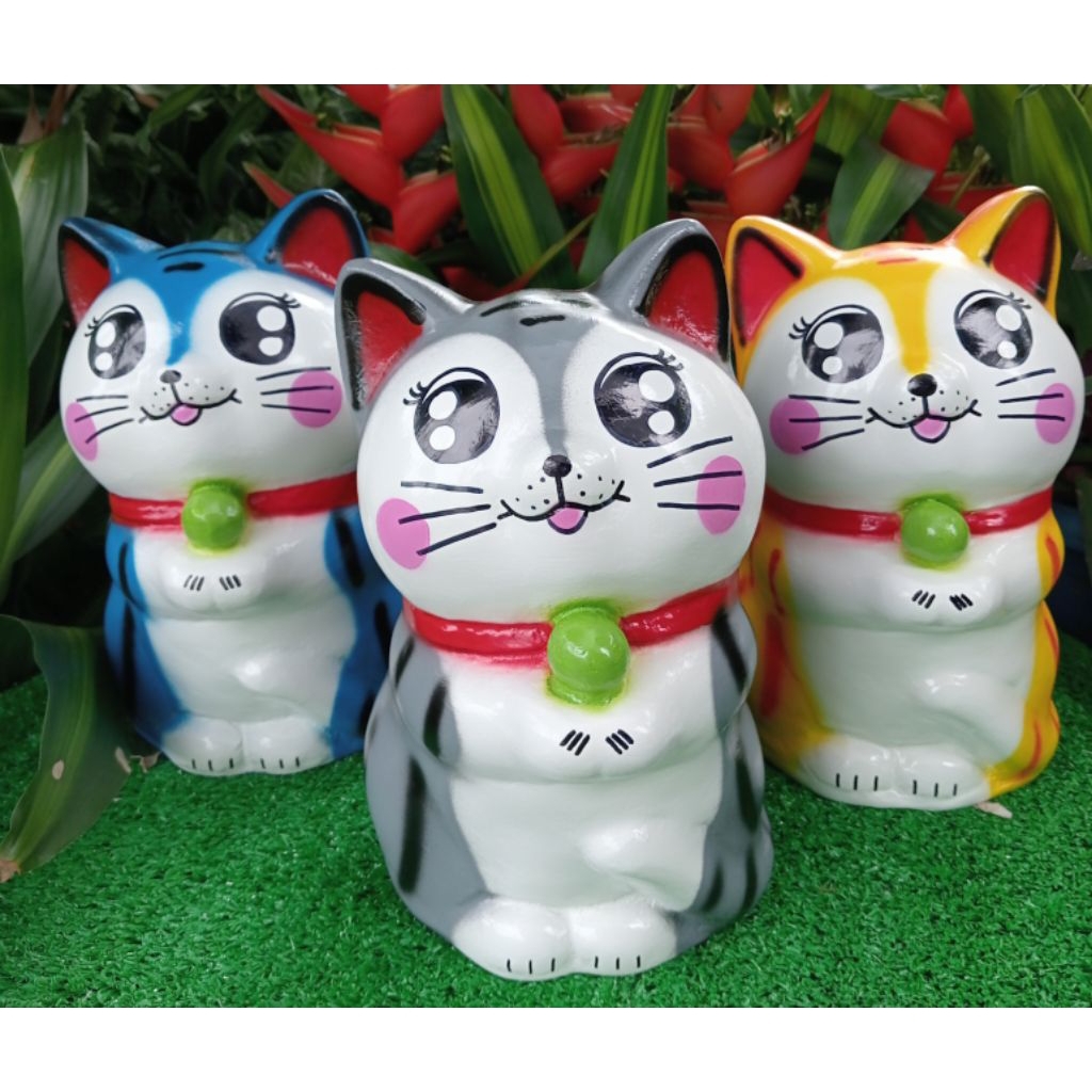 กระปุกออมสินรูปแมวจีจี้#แมวจีจี้น่ารักๆ#เหมาะเป็นของขวัญของฝากของสะสมมีให้เลือกหลากสีขนาดสูง 27 cm