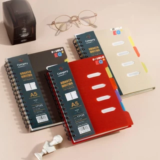 สมุดโน้ตปกแข็ง A5 กระดาษหนา 80 แกรม แบ่งหมวดได้ 4 สี Smooth Writing Notebook Premium PP Cover