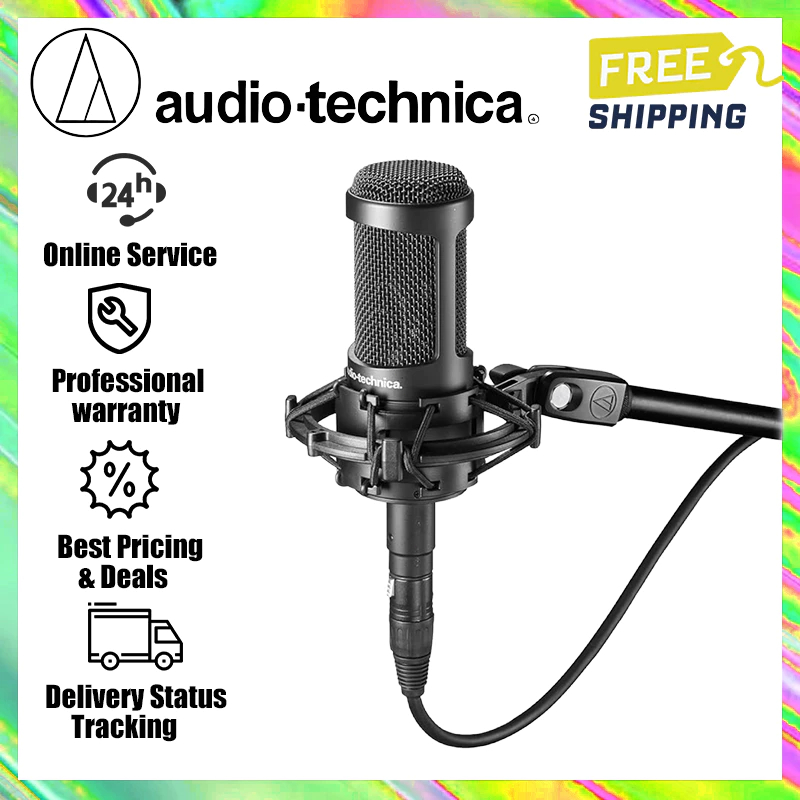 Audio-Technica AT2035 Cardioid Condenser Microphone for Studio, Podcasting and Streaming, สีดํา