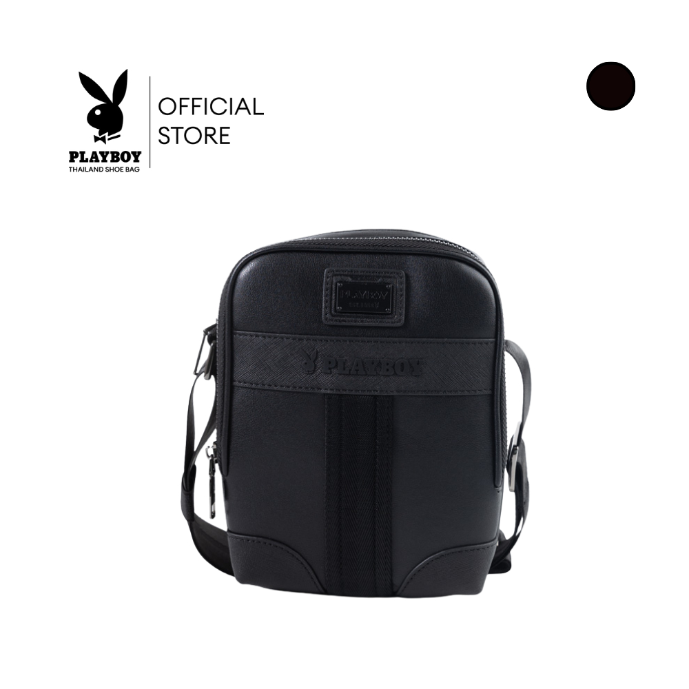 PLAYBOY รุ่น Force Phone Bag  กระเป๋าสะพายข้างผู้ชาย รหัส ST-B254PBM334-BK ดีไซน์ทรงโฟนสะพายข้าง สี Carbon Black