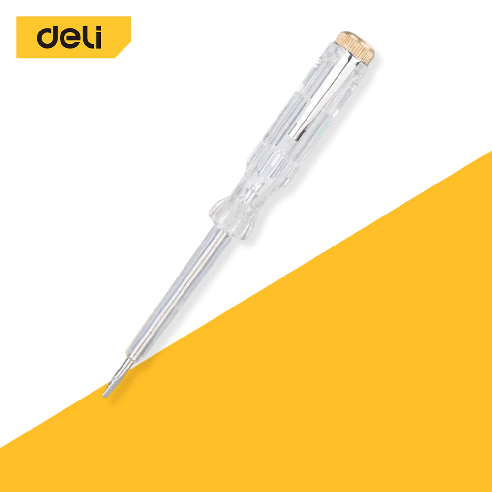 Deli ไขควงเช็คไฟ ไขควงวัดไฟ ปากกาวัดไฟ 100-250V ไขควงลองไฟ ปากกาเช็คไฟ ไขควง Voltage Tester