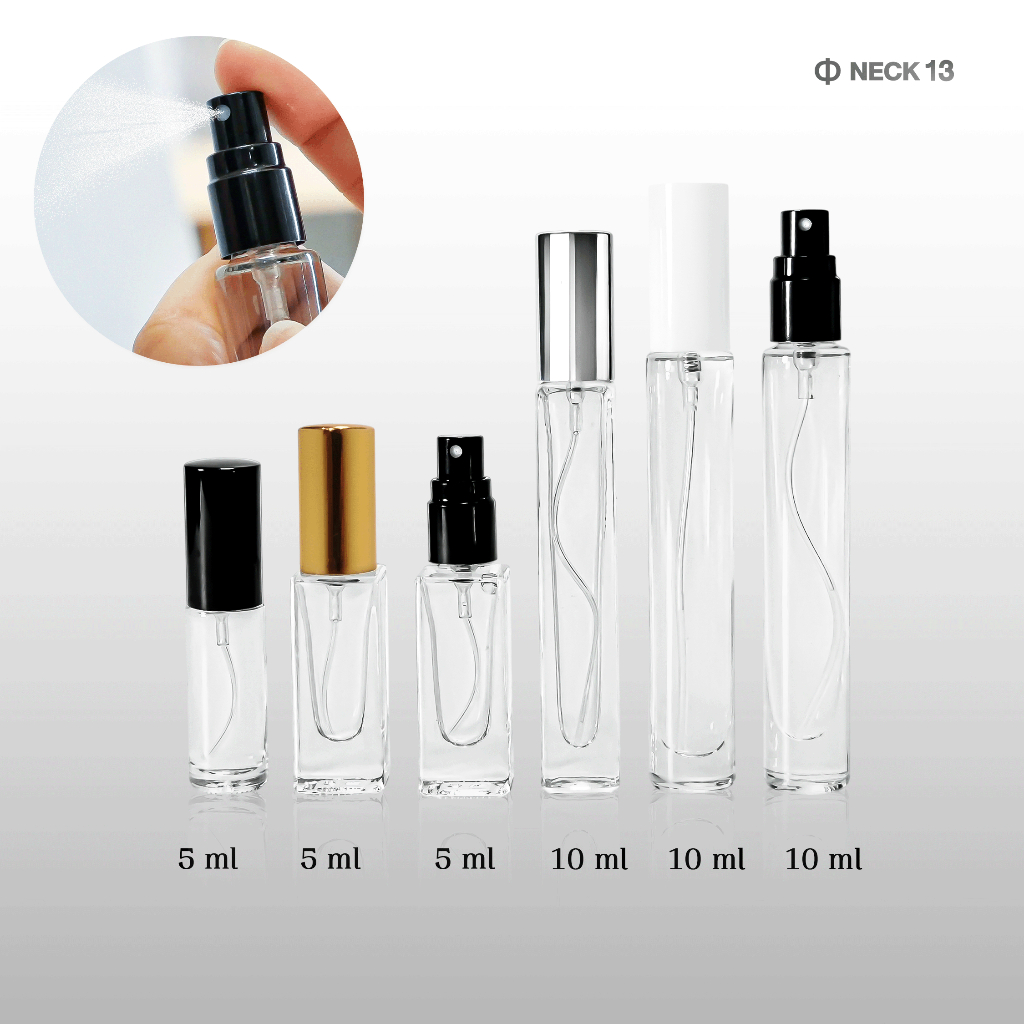[COSS](แพ็ก 25 ขวด)ขวดแก้วสเปรย์น้ำหอม SPRAYS13-PURE*5-10ml |หัวพ่นละเอียด ใส่สเปรย์พกพา น้ำหอม พร้อมส่ง ราคาถูก