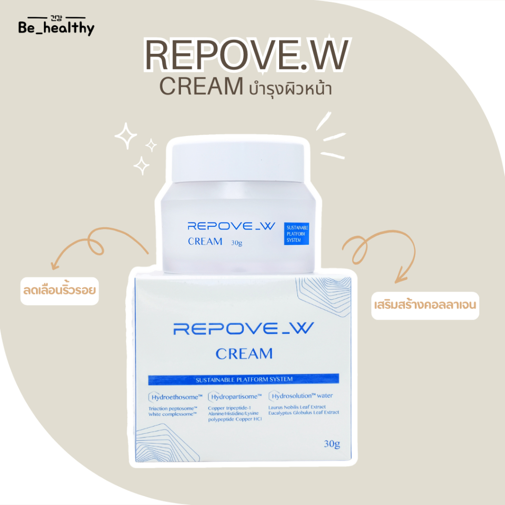 REPOVE W CREAM 30g | รีโพบ ครีมบำรุงหน้า ลดเลือนริ้วรอย เสริมคอลลาเจน