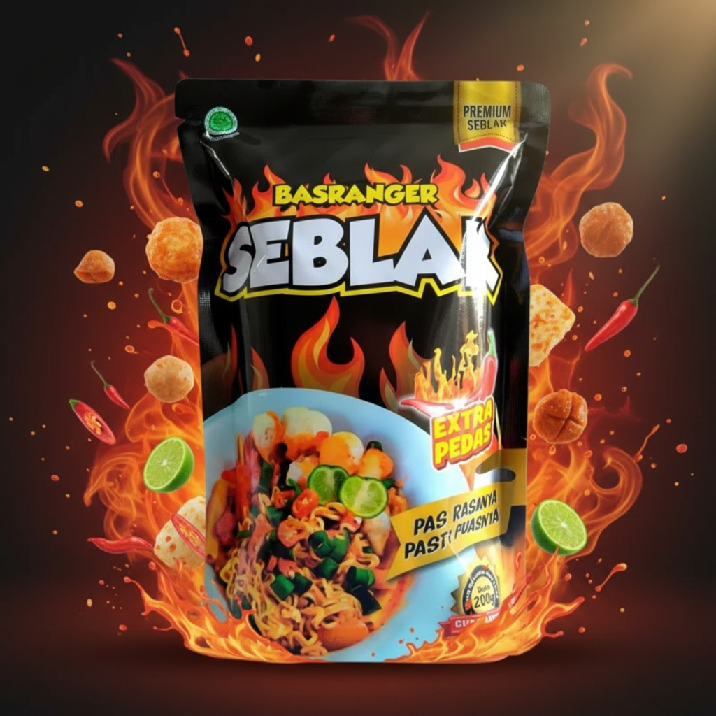 Indonesia Seblak Instant Basranger รสเผ็ด Extra Pedas Daun Jeruk 200 gram / Basranger Seblak Extra S