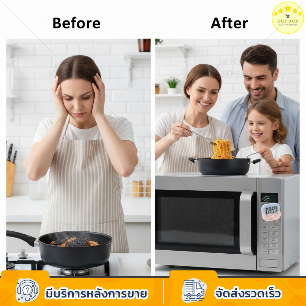 KUDSUN นาฬิกาตั้งเวลา สีพาสเทล Digital Kitchen Timer จอใหญ่ เสียงดัง ใช้ง่าย นับขึ้น-นับลง ฟรีถ่าน ราคา ถูกที่สุด ดีลบีเคเค แกลเลอรีภาพที่ 7