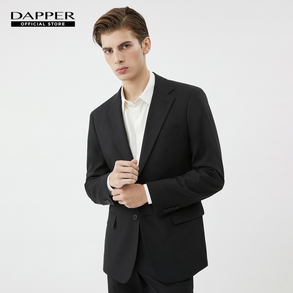 DAPPER เสื้อสูทผู้ชาย Essential Stretch ทรง Regular-Fit สีดำ (SU/BK/131RSP)