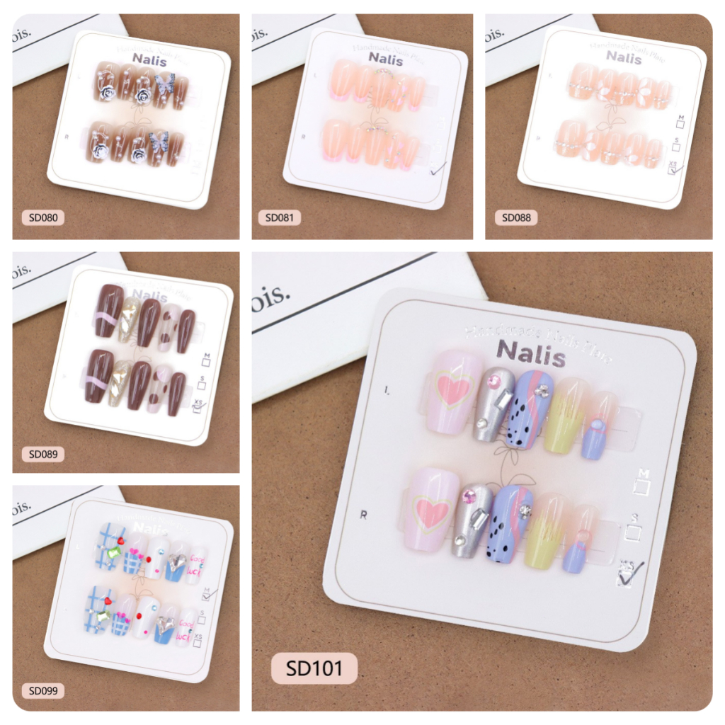 (SDNail Artไซส์ XS-S-M)มีสินค้าพร้อมส่งในประเทศไทย เล็บปลอมสไตล์โมเดิร์น ใช้งานง่าย 10 ชิ้นต่อชุดมีสติกเกอร์แถมมาให้ด้วย