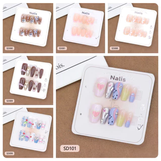 (SDNail Artไซส์ XS-S-M)มีสินค้าพร้อมส่งในประเทศไทย เล็บปลอมสไตล์โมเดิร์น ใช้งานง่าย 10 ชิ้นต่อชุดมีสติกเกอร์แถมมาให้ด้วย