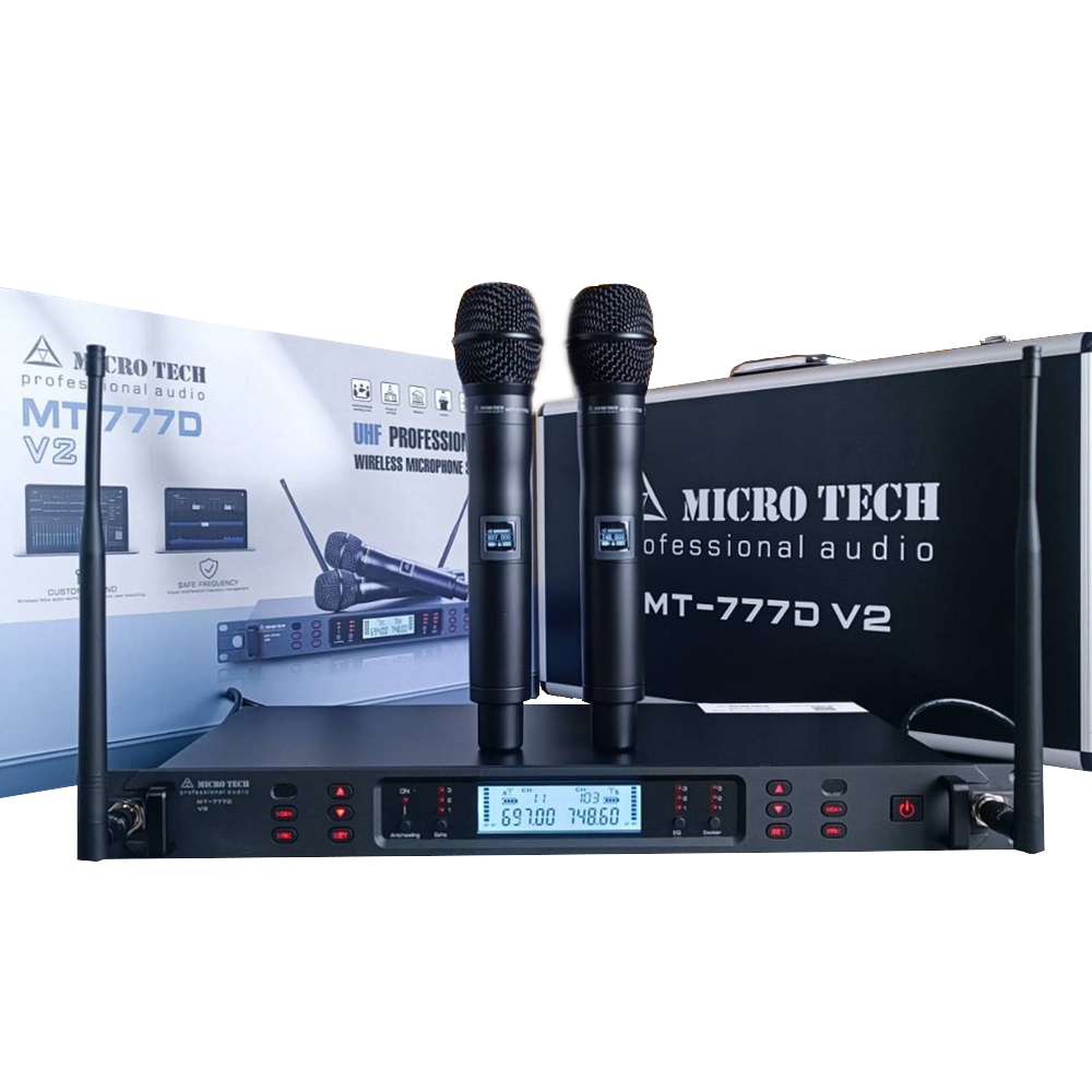 MICRO TECH UHF MT-777D V2 ไมโครโฟนไร้สาย - ถือคู่ ไมค์ลอย ความถี่ใหม่ (ด้ามอลูฯ) sahasound - สหซาวด์