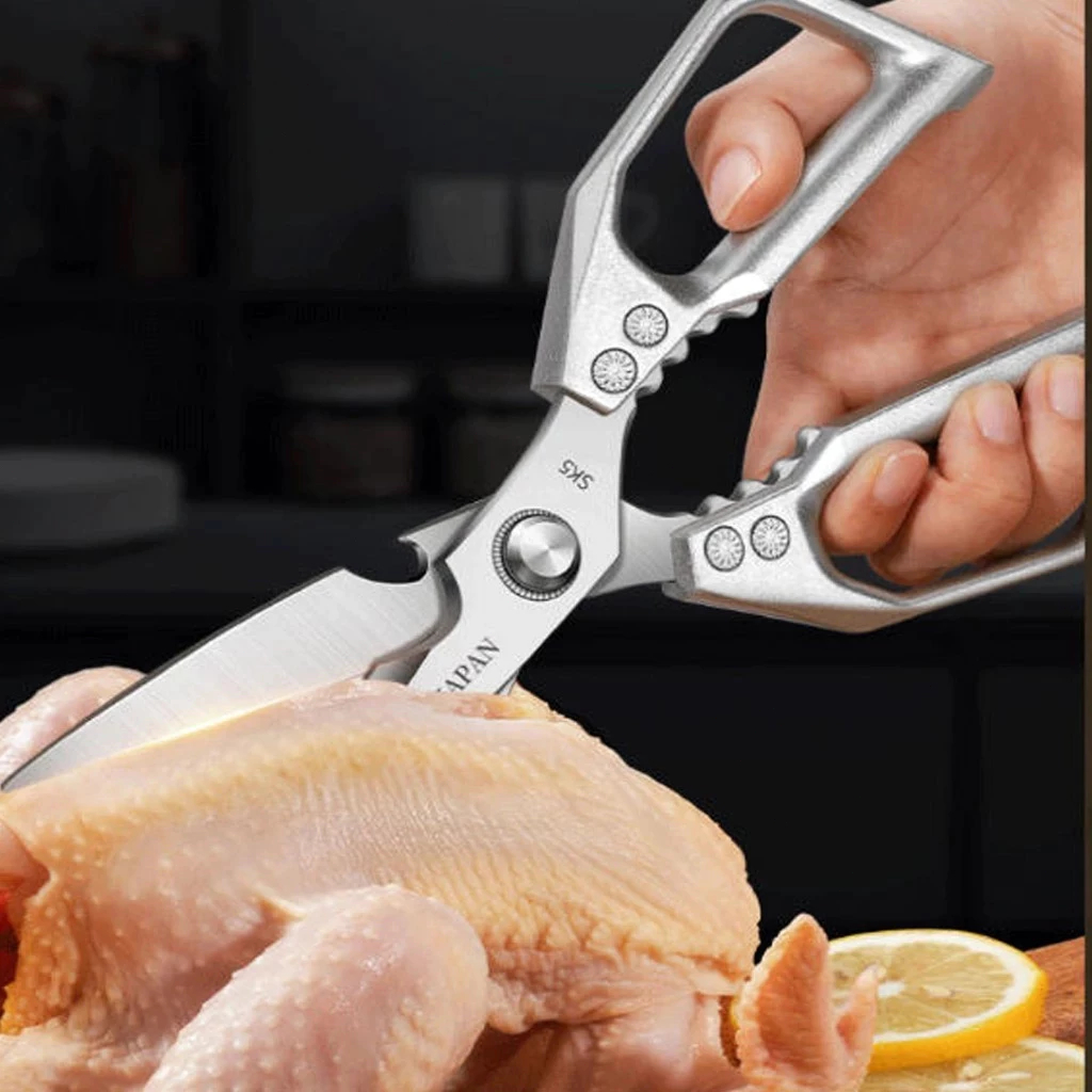 กรรไกรทำอาหาร กรรไกรตัดกระดูกไก่ กรรไกรตัดปู กรรไกรตัดกุ้ง เปิดฝาขวดได้มีเซฟตี้ล็อคอย่างดี - รูปที่ 5