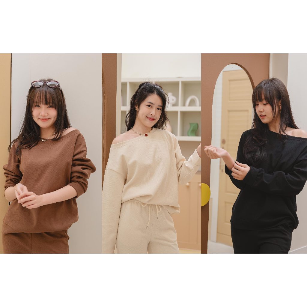 Pradap_brand:Cozy Sweat เสื้อเปิดไหล่เล็กๆผ้านิ่ม **เฉพาะเสื้อนะคะ