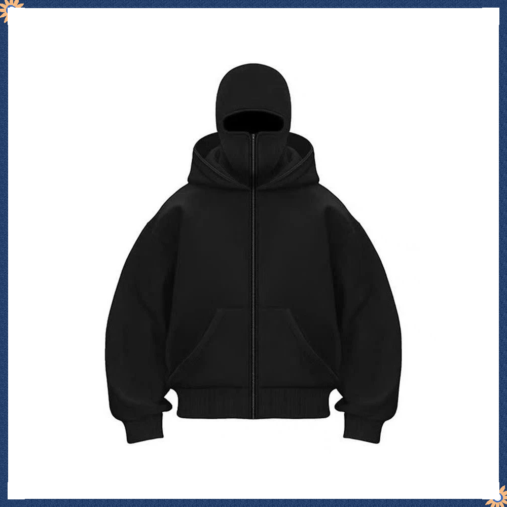 🔥COD🔥เสื้อฮู้ดนินจาHoodie with 2 Balaclava Face Covers, Unisex Hoodie in Non-Ruffled กันหนาวและป้องกันแสงแดด เสื้อฮู้ด - รูปที่ 4