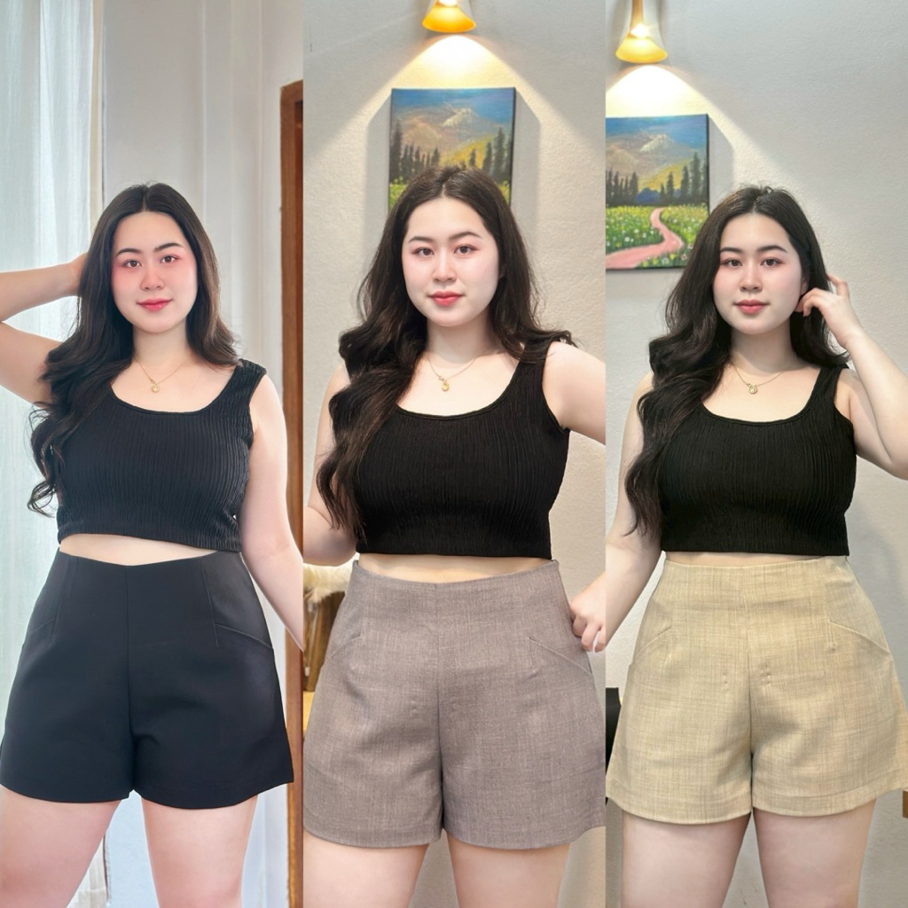 กางเกงผ้าสโนว์เอวสูงทรงสวยเก็บพุงเก็บสะโพกได้ดี