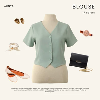 F004 | เสื้อเบลาส์ คอวี (ป้าย Alinya)