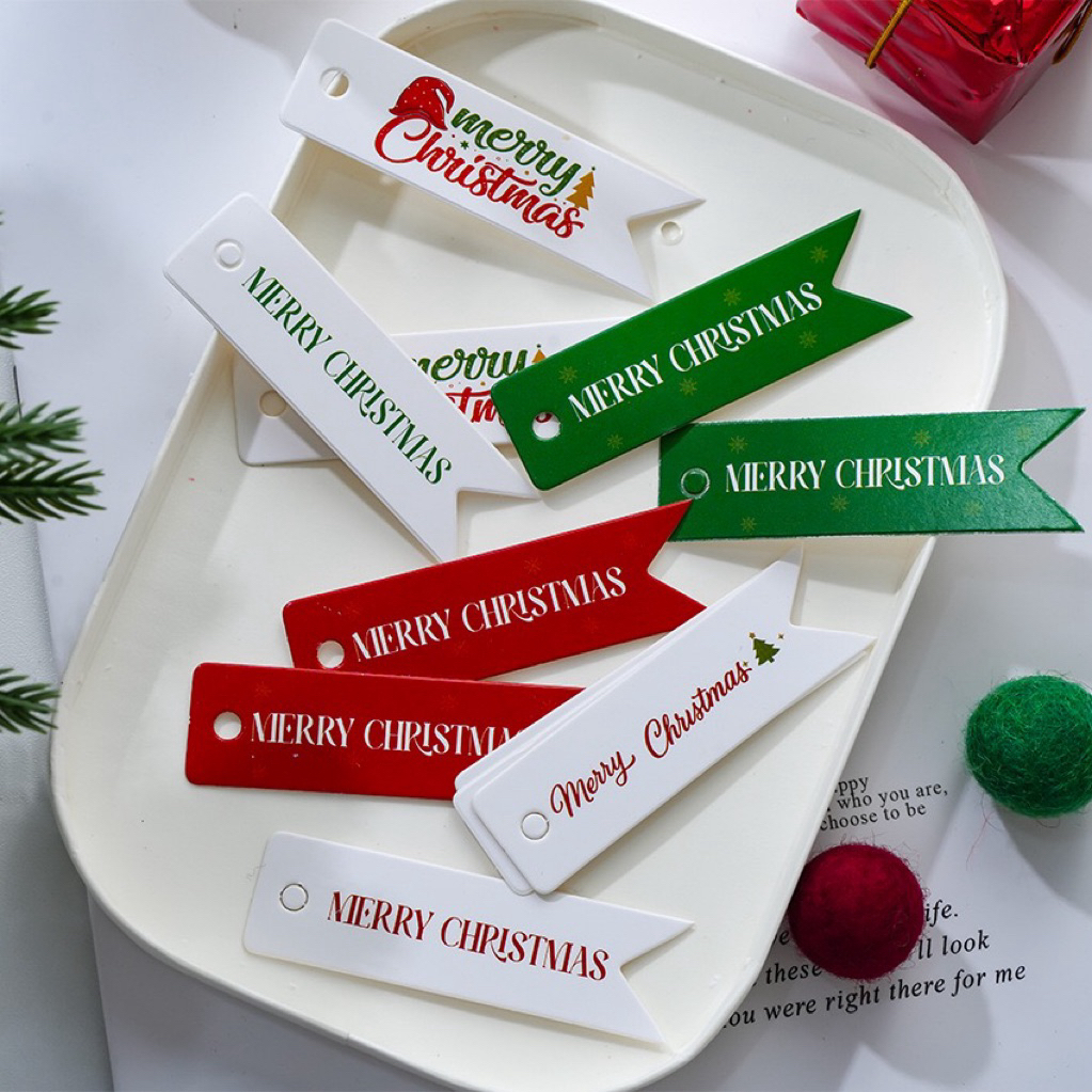 ป้ายแท็กของขวัญคริสต์มาส Merry Christmas แพ็ค 100 ชิ้น