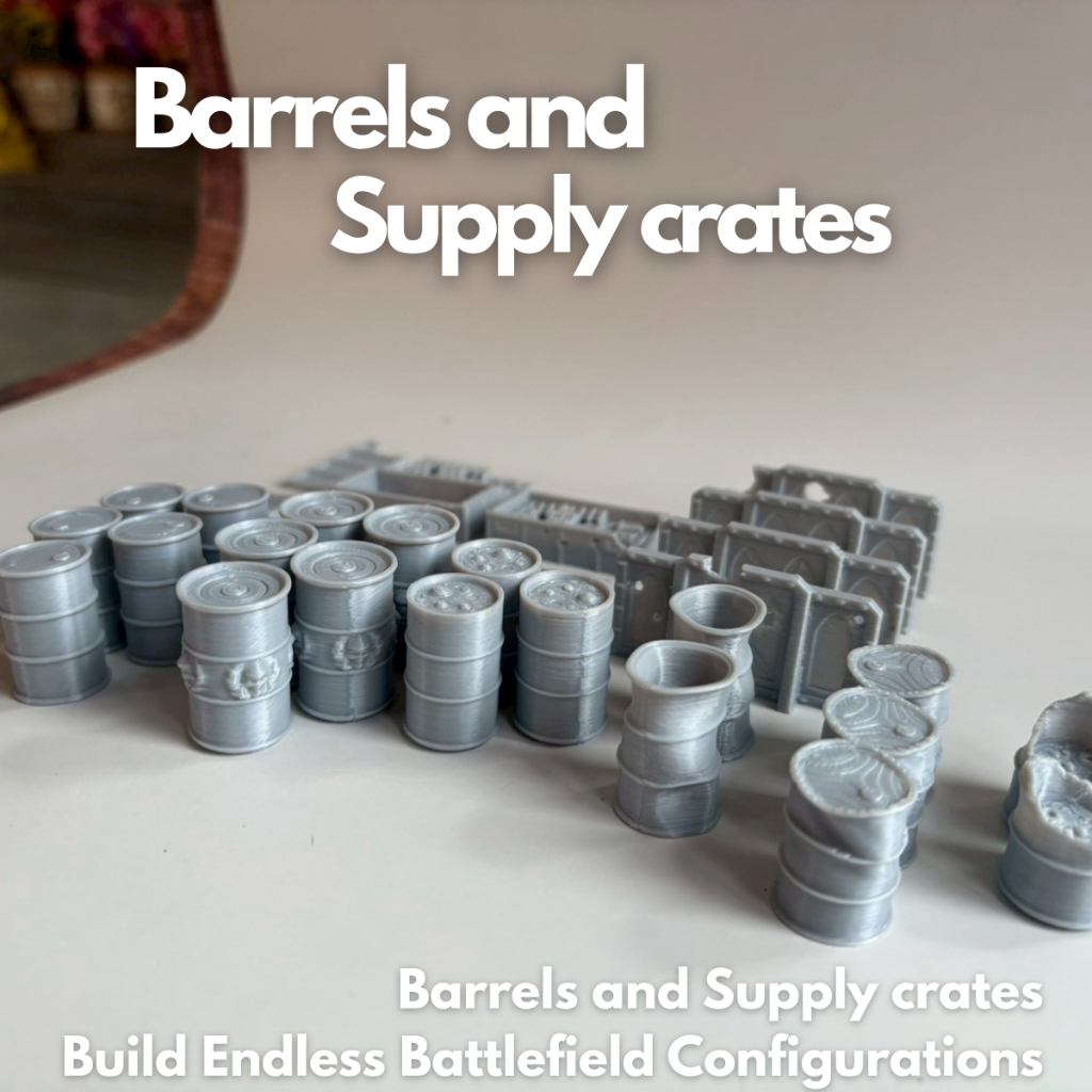 Barrels and Supply Crates - Terrain for Tabletop War Game wargame wargame