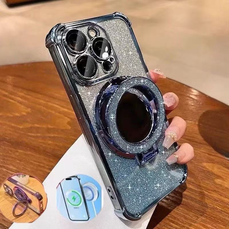 เคสกากเพชร กันเลนส์กล้อง สำหรับ iPhone 16 16Pro Max 15Pro Max 14Pro Max 14 13 11 13Pro Max X XS ขอบสี Case TPU กันกระแทก