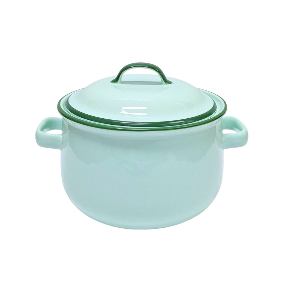 INDRA CERAMIC หม้อโบราณและปิ่นโต ลายสังกะสีเคลือบเขียวมิ้นต์ เซรามิกเข้าไมโครเวฟได้ *ห้ามตั้งบนเตาแก๊สหรือเตาไฟฟ้า*