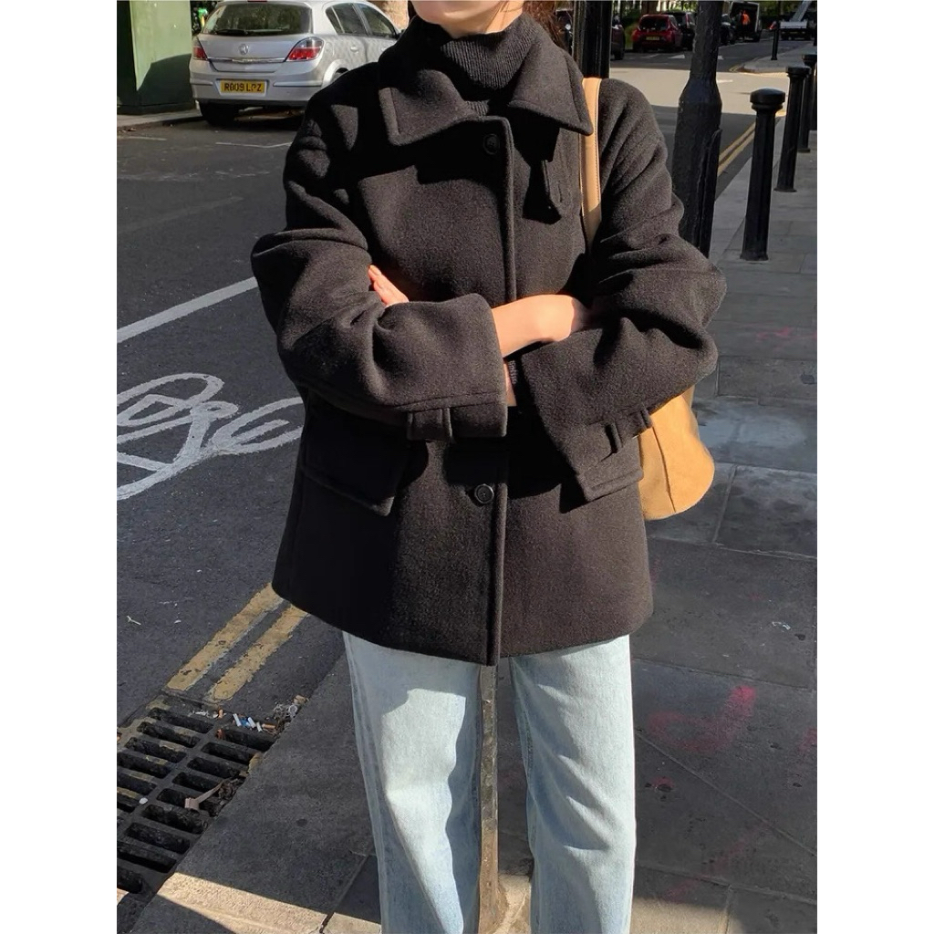 (C335) Rome Wool Coat 🍂🍁 เสื้อโค้ทผ้าวูลผสม เนื้อผ้าอุ่น ใส่สบาย พร้อมส่ง 2 สี - รูปที่ 2