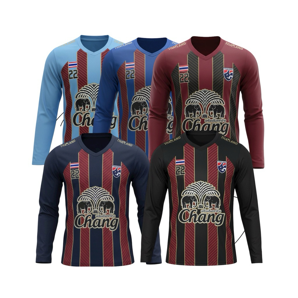 พร้อมส่ง#เสื้อกีฬาแขนยาว คอวี  พิมพ์ ลายช้าง ผ้าไมโครไฟเบอร์ ทรงสปอร์ต ไซส์S-3XL(พร้อมส่ง)