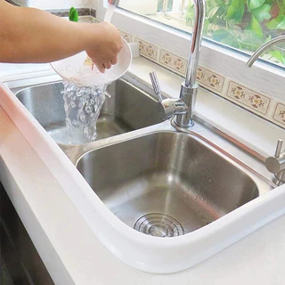 🚿แถบกั้นน้ำอ่างล้างหน้า – 360°กั้นน้ำทั่วถึง มีกาวในตัว สะอาดไม่สกปรก！