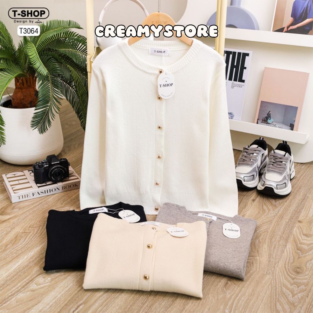 CreamyStore เสื้อไหมพรมแขนยาว สีพื้น เสื้อคลุมคาร์ดิแกน งานไทย