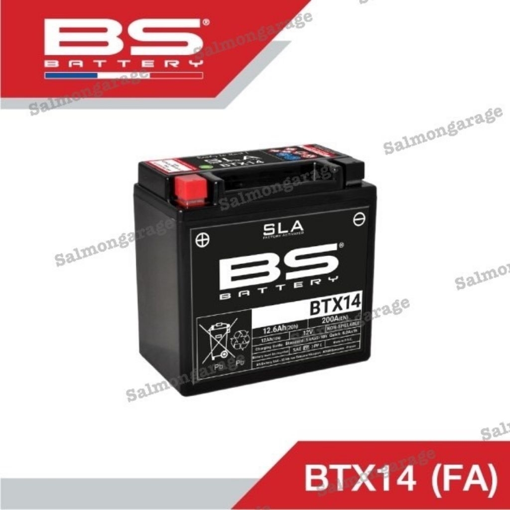 แบตเตอรี่BS SLA BTX14 แบตเตอรี่มอเตอร์ไซค์ สำหรับรถ BURGMAN, r200gs , r1300gs,  Zx14, f700/800/900 แ