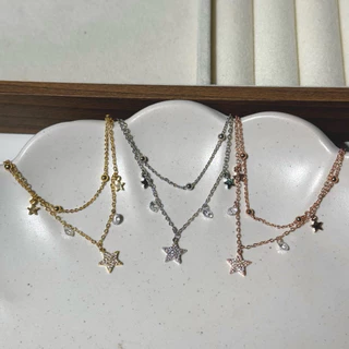 Socrush.bkk | SPARKLING STAR bracelet | SB-081 |สร้อยข้อมือ ดาว กำไล เพชร จี้ดาว จี้เพชร สองเลเยอร์