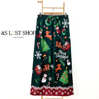 กางเกงขายาวผ้าไหมอิตาลี ลาย Xmas ไม่มีกระเป๋า