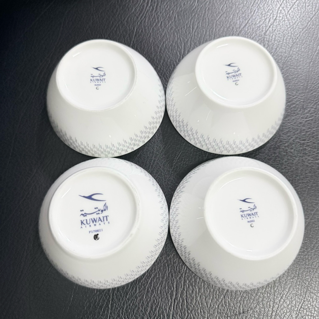 ถ้วยลาย Kuwait Airways มือสอง เซรามิกพรีเมียม(ชุดละ 4 ใบ)ของสะสมสายการบิน หายาก