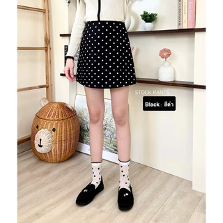 🆕(SP19)🟤คุณภาพ 5⭐️Polkadotกระโปรงกางเกงกระโปงรอบตัว•ผ้าหนา•ซิปหลัง•เอวสูง•ข้างในมีกางเกงขาสั้น•ใส่สวยพรางหุ่น•TopSeller•