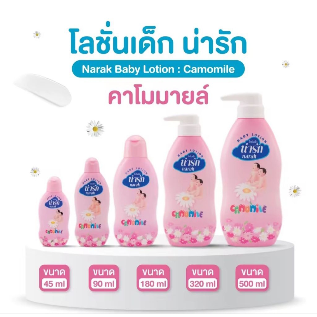 โลชั่นเด็กน่ารัก คาโมมายล์ 45 มล. Narak baby lotion camomile 45 ml. ขวดเล็ก ขนาดพกพา
