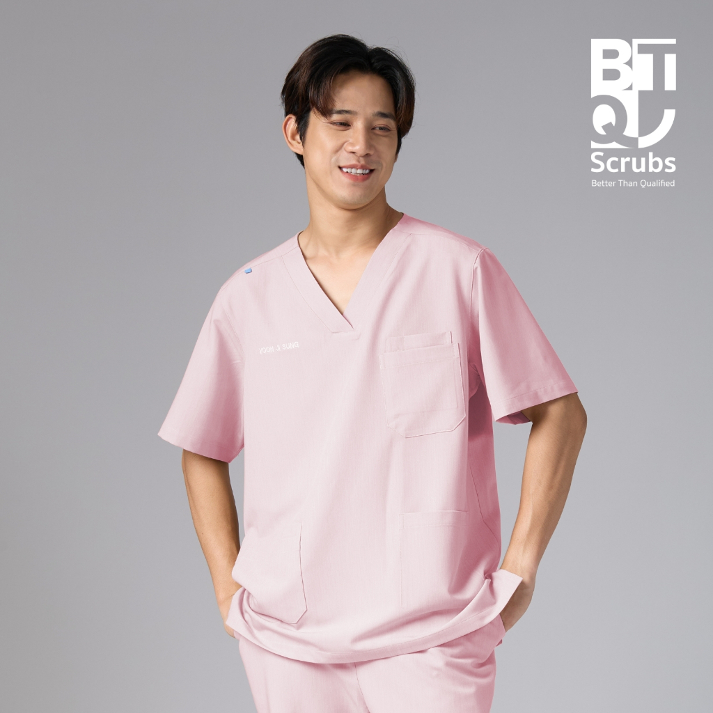( ไม่ปักชื่อ ) BTQ Medical Scrub Top Unisex รุ่น Professional | เสื้อสครับหมอ พยาบาล ทรงหลวมคอวี Q981LP