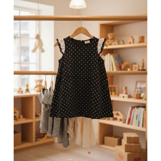 พร้อมส่งในไทย🖤เดรสลายจุดสำหรับเด็กผู้หญิงลายจุดกำลังฮิตเลย ง…