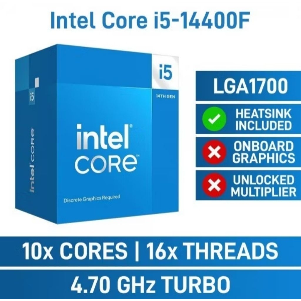 CPU (ซีพียู) INTEL 1700 CORE I5-14400F 4.7GHz 10C 16T