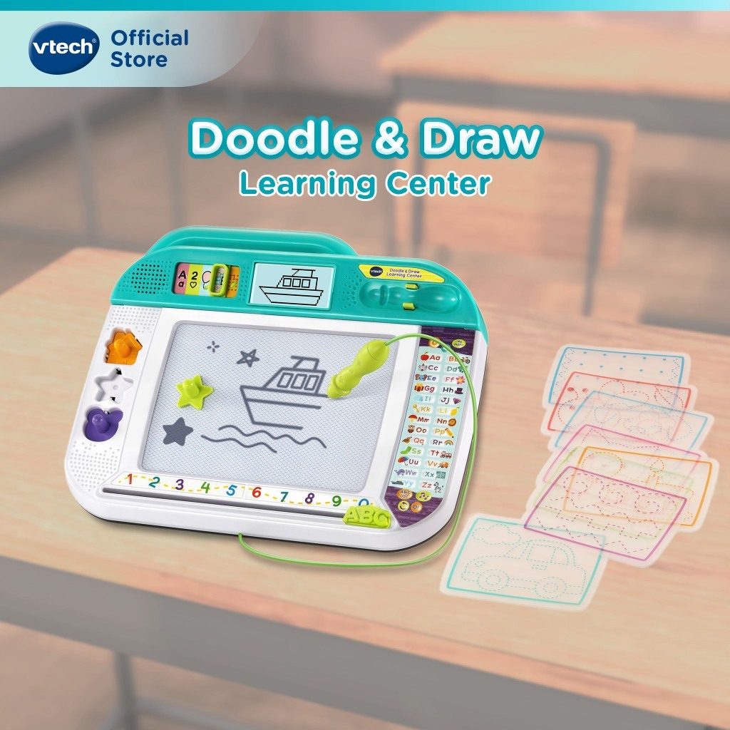 VTech สร้างสรรค์ เขียนและเรียนรู้ การเขียนตัวอักษรและวาดรูปสำหรับเด็ก กระดานแม่เหล็ก,write board, 80