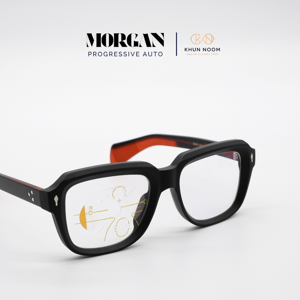 แว่นสายตายาวเลนส์โปรเกรสซีฟ รุ่น MORGAN ''มอร์แกน'' S5401 มองได้ 3 ระยะ ไกล กลาง ใกล้ ออกแดดเลนส์เปลี่ยนสีเทาดำ