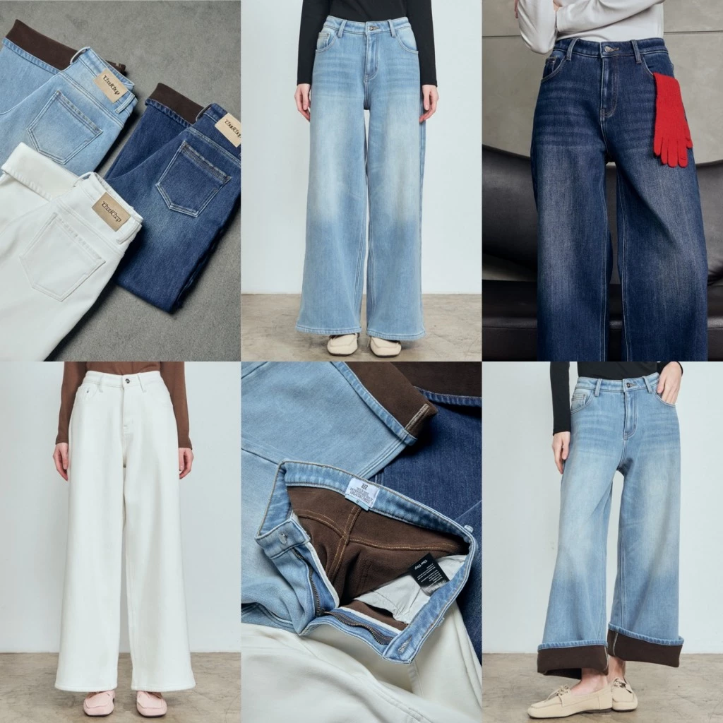 CHUUCHOP - (XS-4XL) Henry jeans กางเกงยีนน์ขายาว บุขนกันหนาวได้ 15 องศา (C8474)