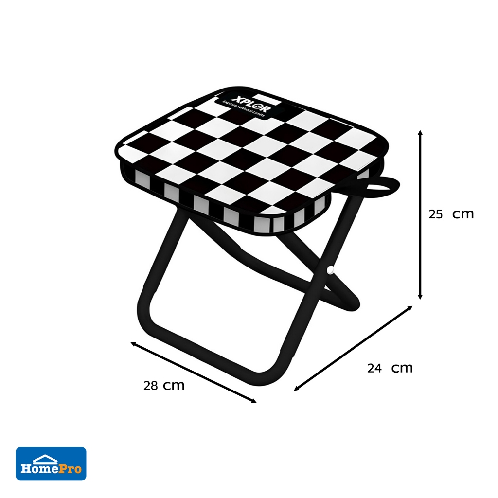 SPRING เก้าอี้พับตั้งแคมป์พกพา XPLOR สีดำ/ขาว จัดส่งโดย HomePro