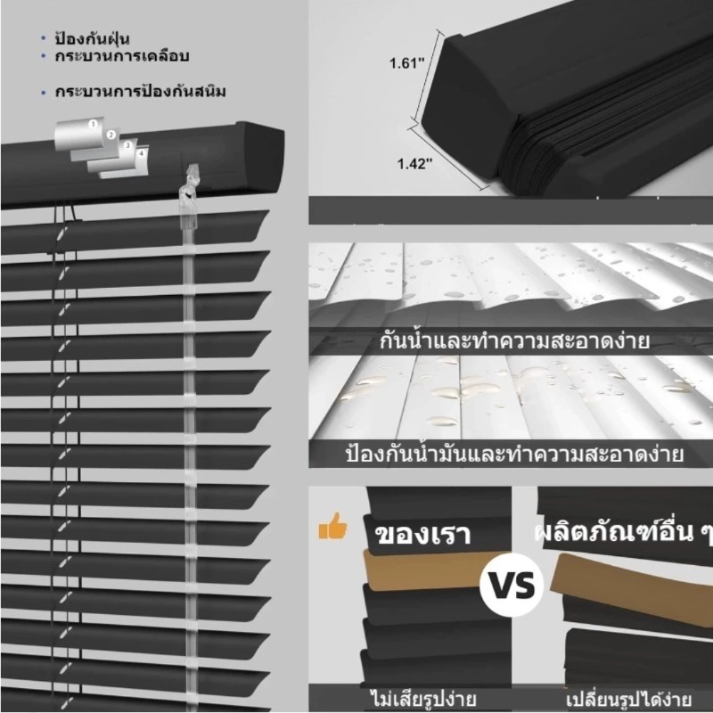 [พร้อมขาตั้ง] มู่ลี่ลายไม้ ม่านลายไม้ ใบ25mm มู่ลี่ไวนิลพีวีซี ติดตั้งเองได้ง่ายๆ มีให้เลือก 4 ความกว้างๆ ราคา ถูกที่สุด ดีลบีเคเค แกลเลอรีภาพที่ 4