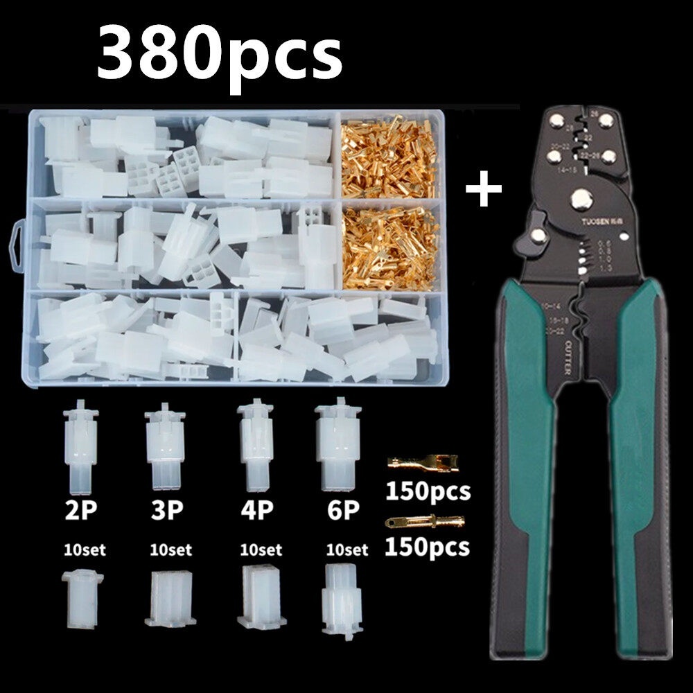 ชุดขั้วต่อสายไฟ 2.8mm รถยนต์ มอเตอร์ไซค์ เซ็ตใหญ่ 200/380 ชิ้น 2–6 พิน พร้อมคีมย้ำ ปอก ตัด 5in1 ใช้งานครบในกล่องเดียว